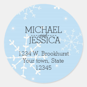 Winter Snowflakes Personalised name and address Classic Round Sticker