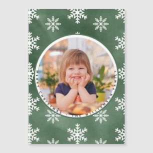 Winter Snowflakes Photo Family Name Christmas Card