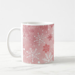 Winter Snowflakes Pink and White Coffee Mug