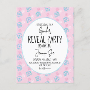 Winter Snowflakes Pink Blue Gender Reveal   Postcard