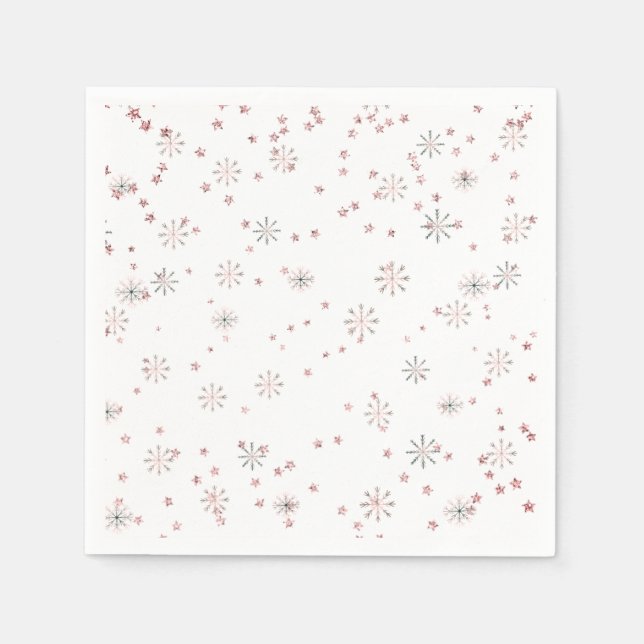 Winter Snowflakes Pink & Silver Napkin (Front)