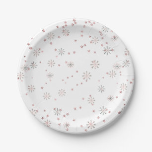 Winter Snowflakes Pink & Silver Paper Plate