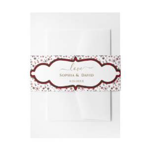 Winter Snowflakes Red Buffalo Christmas Wedding Invitation Belly Band