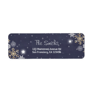 Winter Snowflakes Return Address Label Gold Silver