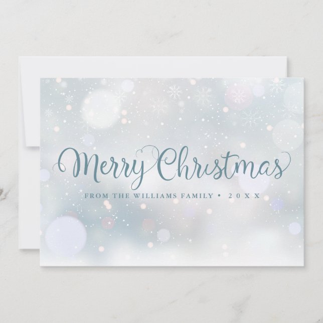  Winter Snowflakes Script Merry Christmas  Holiday Card (Front)