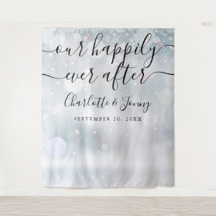 Winter Snowflakes Script Wedding Photo Booth Prop Tapestry