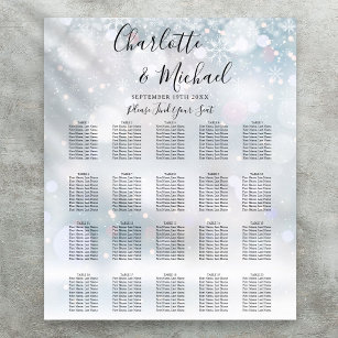 Winter Snowflakes Script Wedding Seating Chart