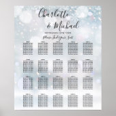 Winter Snowflakes Script Wedding Seating Chart (Front)