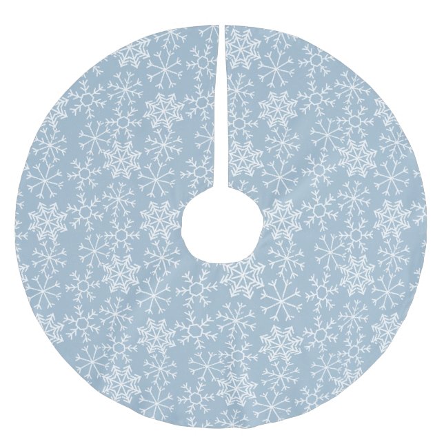 Winter SNOWFLAKES seamless pattern + your ideas Brushed Polyester Tree Skirt (Front)