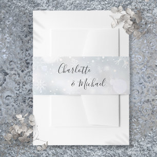 Winter Snowflakes Signature Script Invitation Belly Band