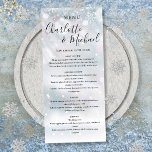 Winter Snowflakes Signature Script Wedding Menu