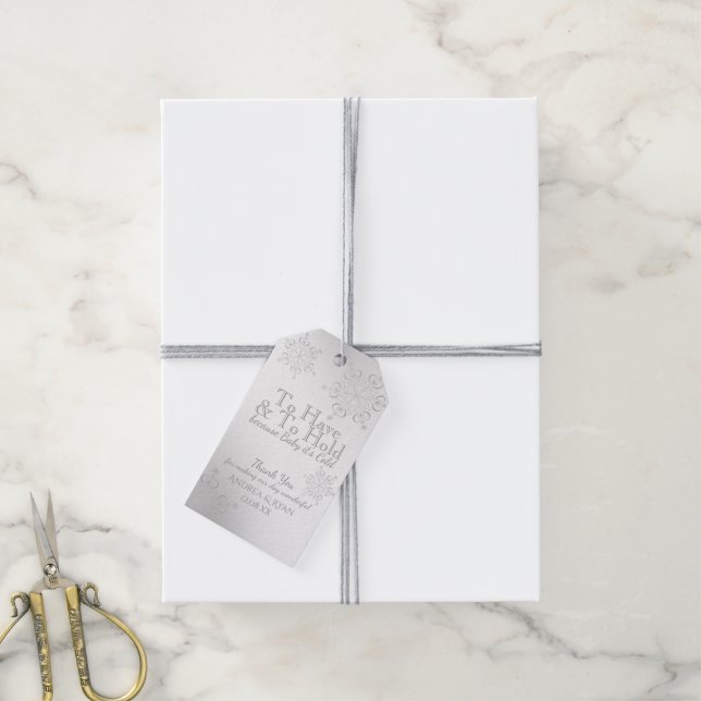 Winter Snowflakes Silver Gift Tags (With Twine)