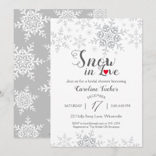 Winter Snowflakes Snow in Love Bridal Shower Invit Invitation