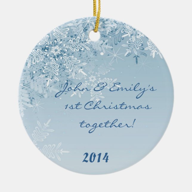 Winter Snowflakes Snow Personalised Name Ornament (Front)