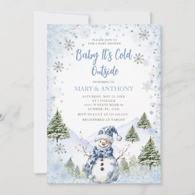 Winter Snowflakes Snowfall Baby Shower Invitation (Front)