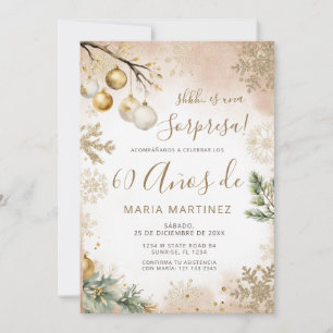 Winter Snowflakes Spanish Sorpresa 60th Birthday Invitation