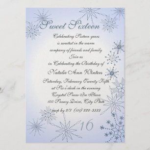 Winter Snowflakes Sweet Sixteen Invitation