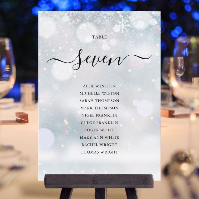 Winter Snowflakes Table Number Seating Chart (Winter Snowflakes Table Number Seating Chart)