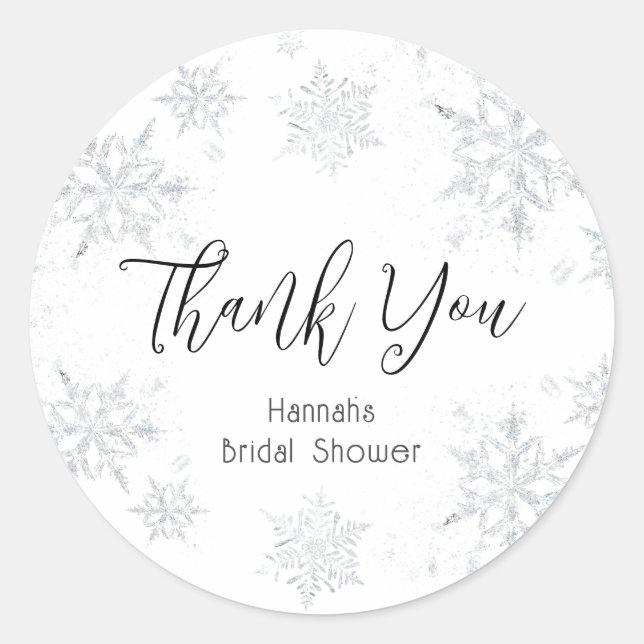 Winter Snowflakes Thank You Classic Round Sticker (Front)
