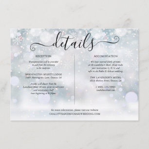Winter Snowflakes Wedding Details Information Enclosure Card