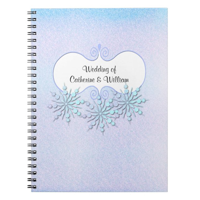 Winter Snowflakes Wedding Guest Sign In Notebook (Front)