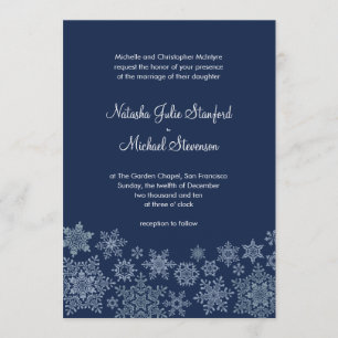 Winter Snowflakes Wedding Invitation 5 x 7 Card