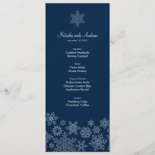 Winter Snowflakes Wedding Menu Card