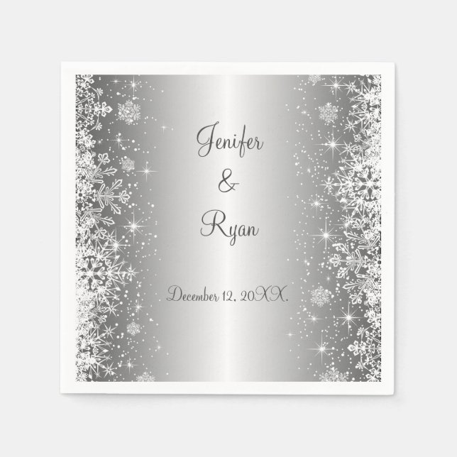 Winter snowflakes wedding  Napkins (Front)