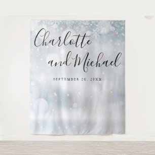 Winter Snowflakes Wedding Photo Booth Backdrop Tapestry