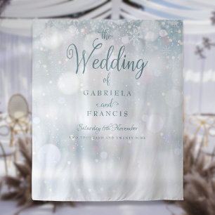 Winter Snowflakes Wedding Photo Booth Backdrop Tapestry