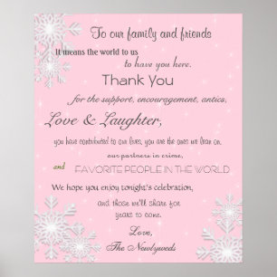 Winter Snowflakes Wedding Poster, Thank You Sign