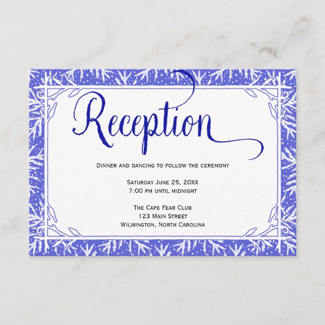Winter Snowflakes Wedding Reception Card (Front)