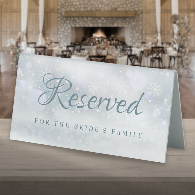 Winter Snowflakes Wedding Reserved (Winter Snowflakes Wedding Reserved Table Tent Sign)