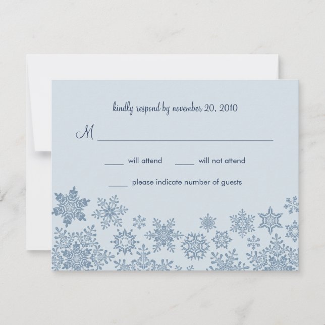 Winter Snowflakes Wedding RSVP Card (Front)