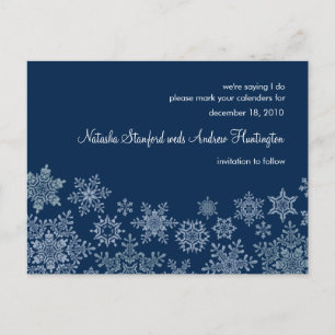 Winter Snowflakes Wedding Save the Date Postcard