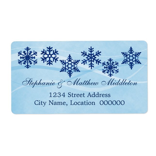 Winter Snowflakes Wedding Shipping Labels (Front)