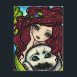 Winter Snowflakes White Seal Mermaid Art Fantasy Postcard<br><div class="desc">This postcard was designed and created featuring the original,  hand-painted Fantasy Art of Hannah Lynn. To learn more about the artist,  go to hannanhlynnart.com.</div>