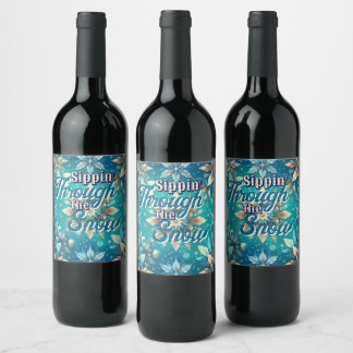 Winter Snowflakes Wine Label