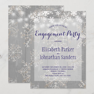 Winter snowflakes wonderland engagement party invitation