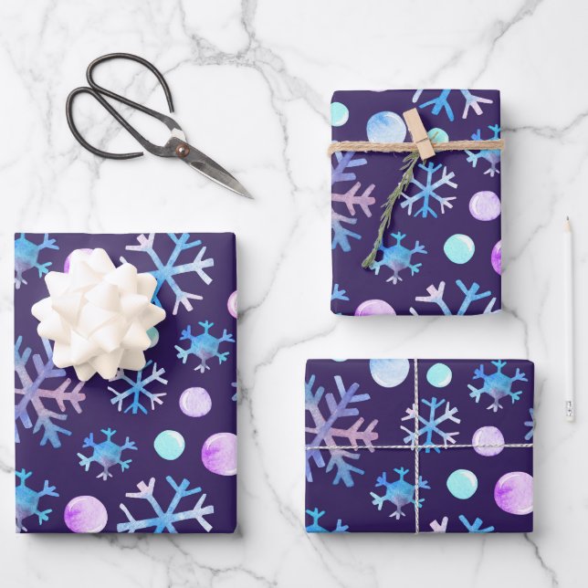 Winter Snowflakes Wrapping Paper Sheet (Front)