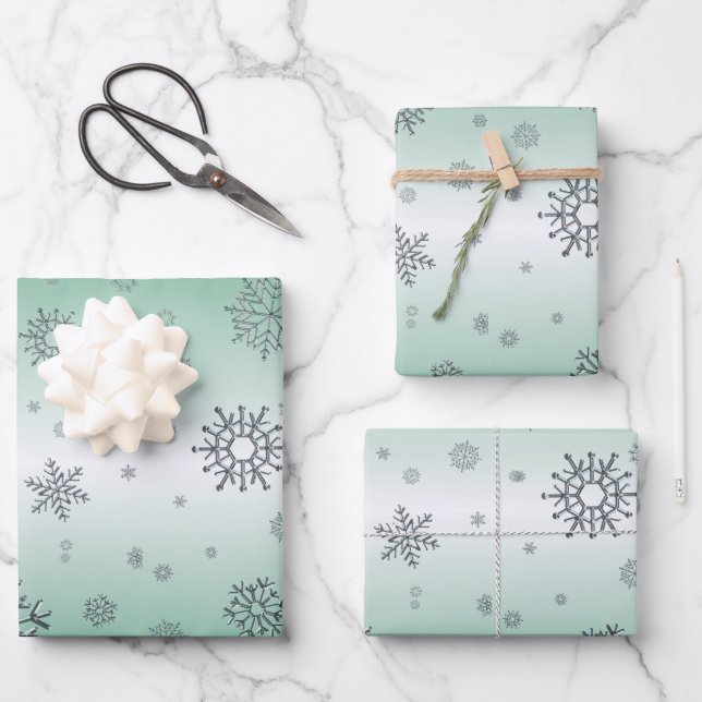Winter Snowflakes Wrapping Paper Sheet (Front)