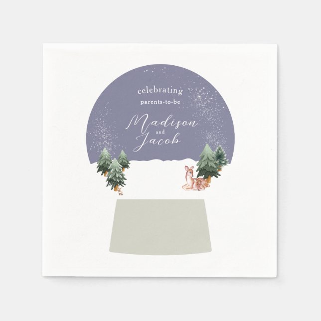 Winter Snowglobe Baby Shower Napkin (Front)