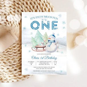 Winter Snowman 1st Birthday Invitation