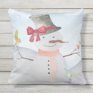 Winter Snowman animal snow animal illustration Cushion