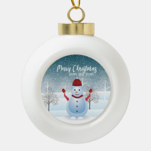 Winter Snowman Ball Christmas Ornament