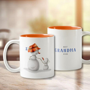Winter Snowman Best Grandma Ever Two-Tone Coffee Mug