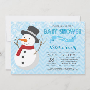 Winter Snowman Boy Baby Shower Invitation