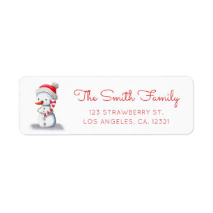 Winter Snowman Candy Cane Return Address