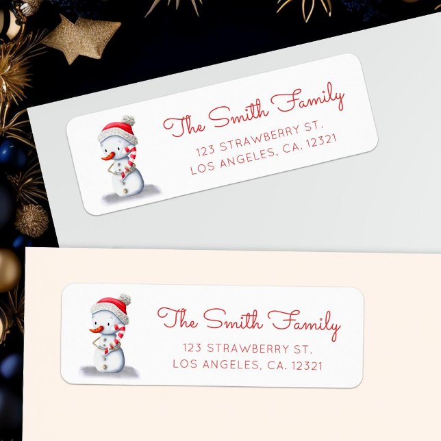 Winter Snowman Candy Cane Return Address (Creator Uploaded)