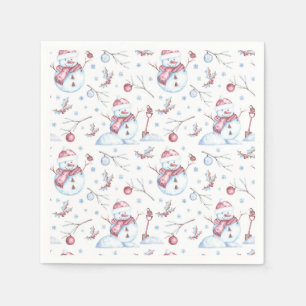Winter Snowman Christmas Napkins Festive Holiday